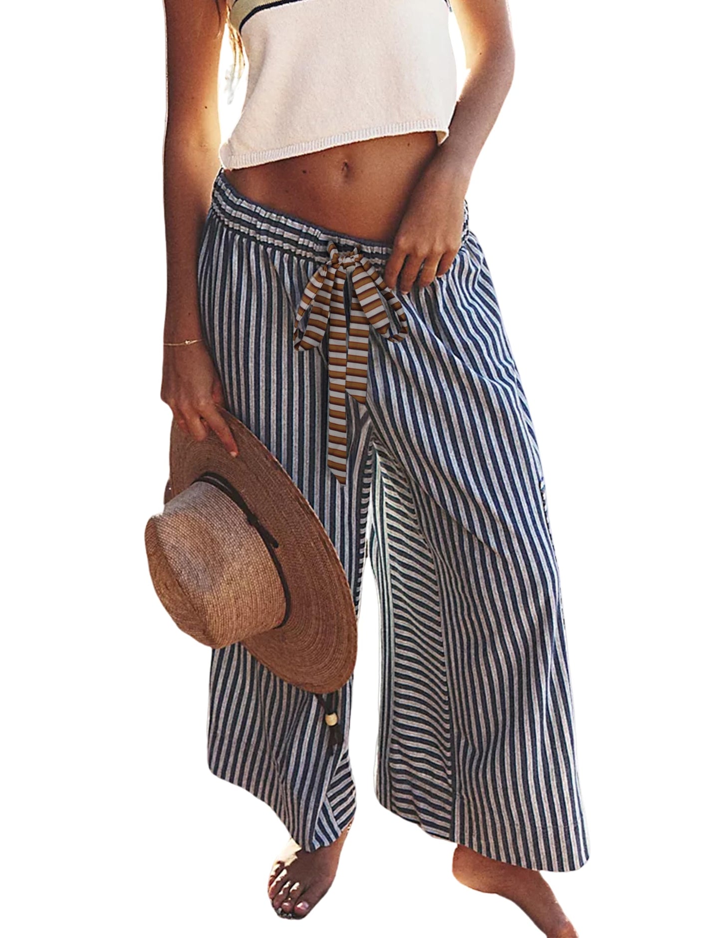 Drawstring Striped Pants