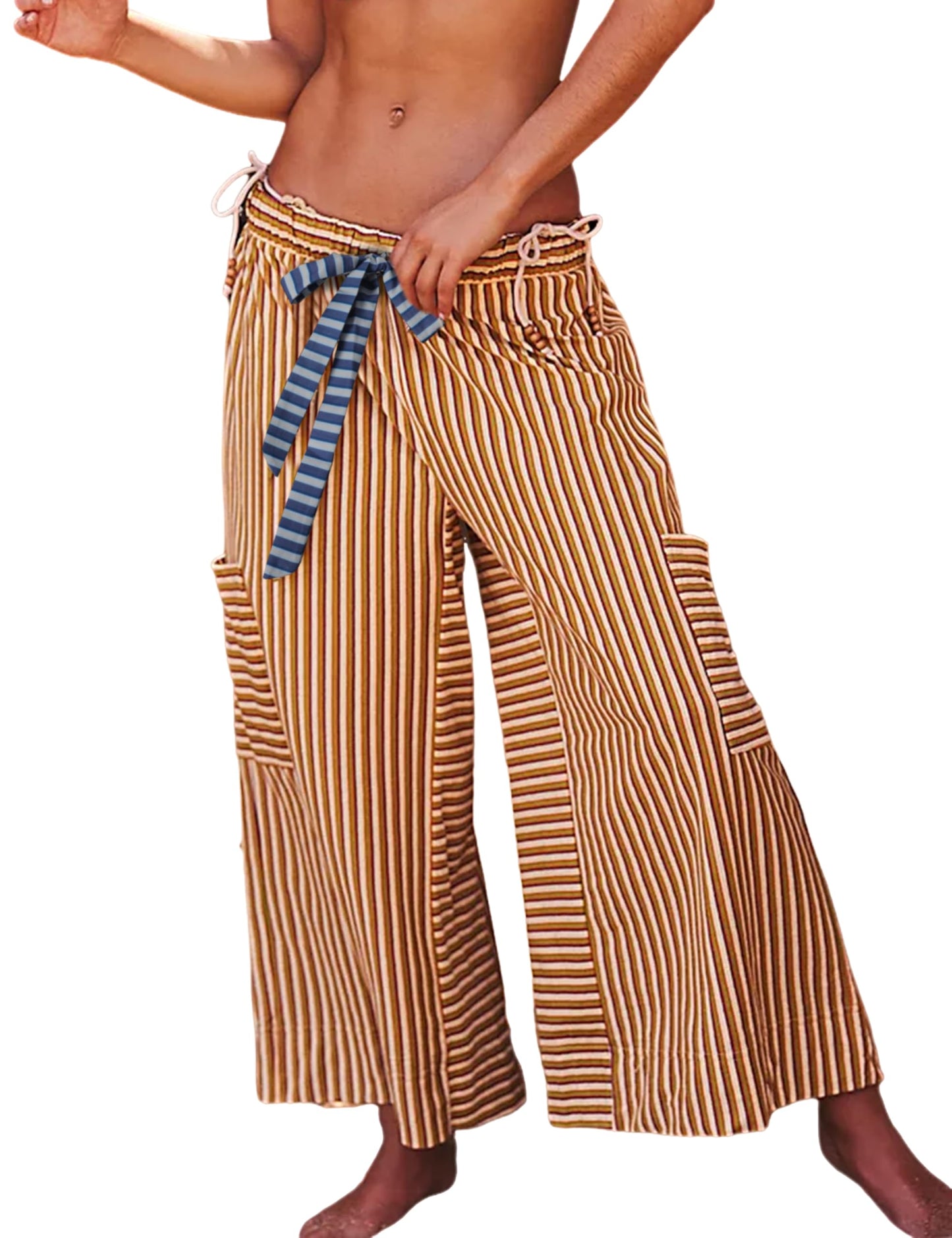 Drawstring Striped Pants
