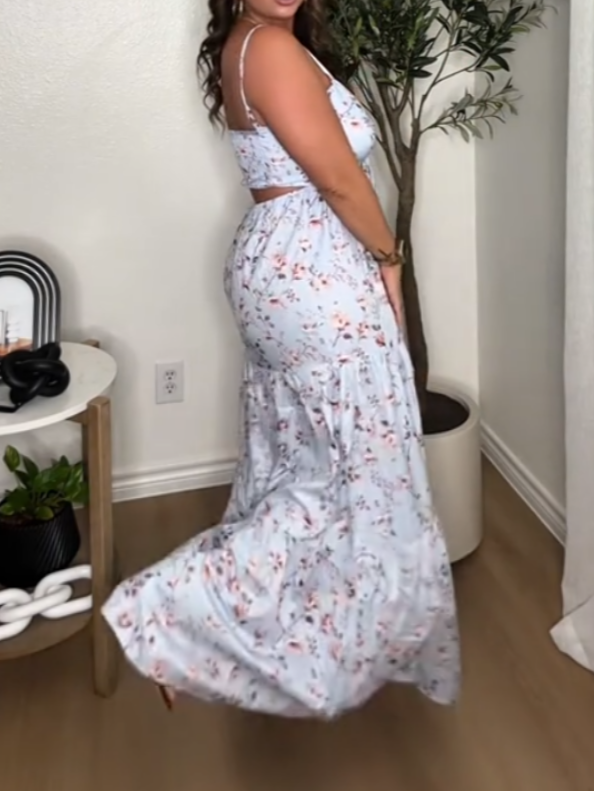 Floral Spaghetti Strap Maxi Dress