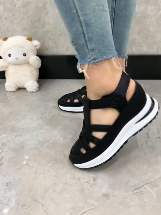 White Platform Strappy Slip-on Sneakers