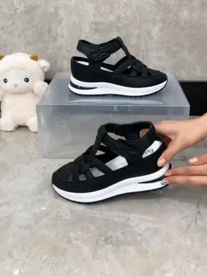 White Platform Strappy Slip-on Sneakers