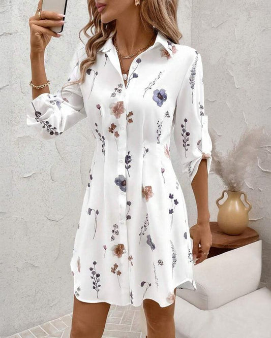 Basic V-Neck Long Sleeve Mini Dress