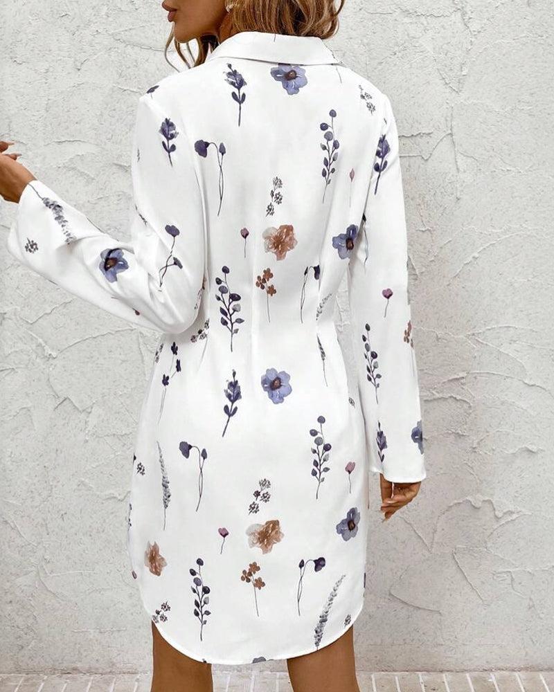 Basic V-Neck Long Sleeve Mini Dress