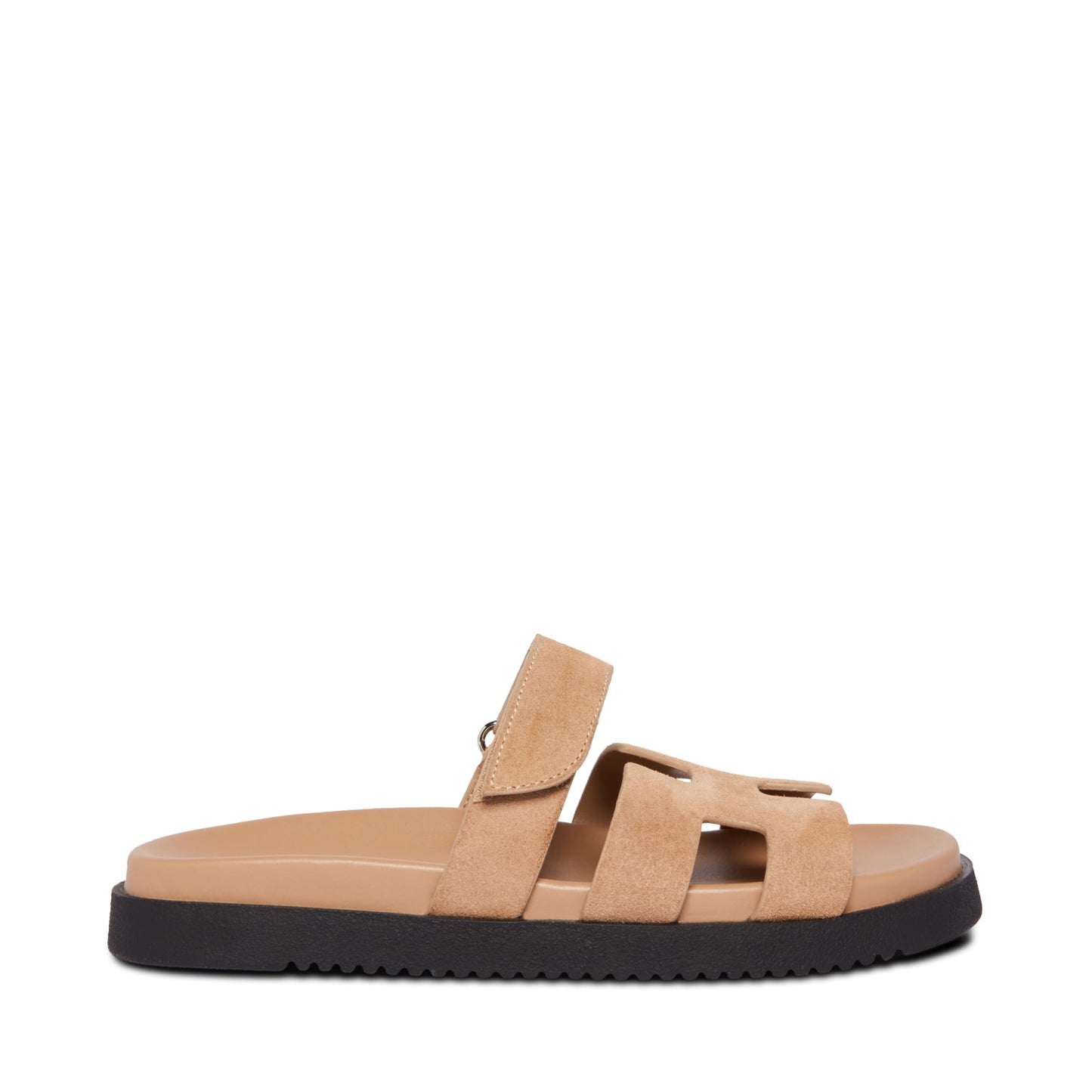 Black Leather Slider Sandals