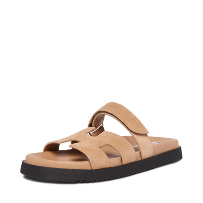Black Leather Slider Sandals