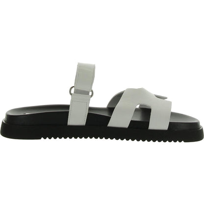 Black Leather Slider Sandals