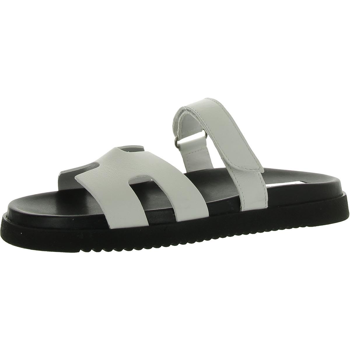 Black Leather Slider Sandals