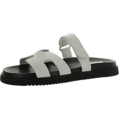 Black Leather Slider Sandals