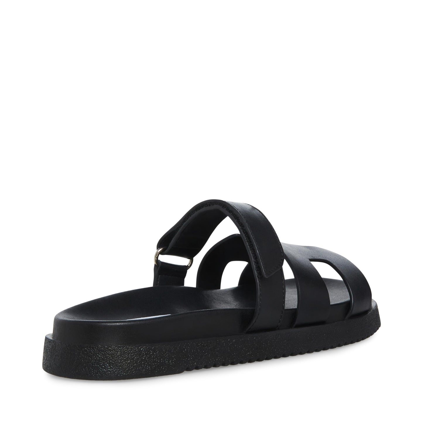 Black Leather Slider Sandals