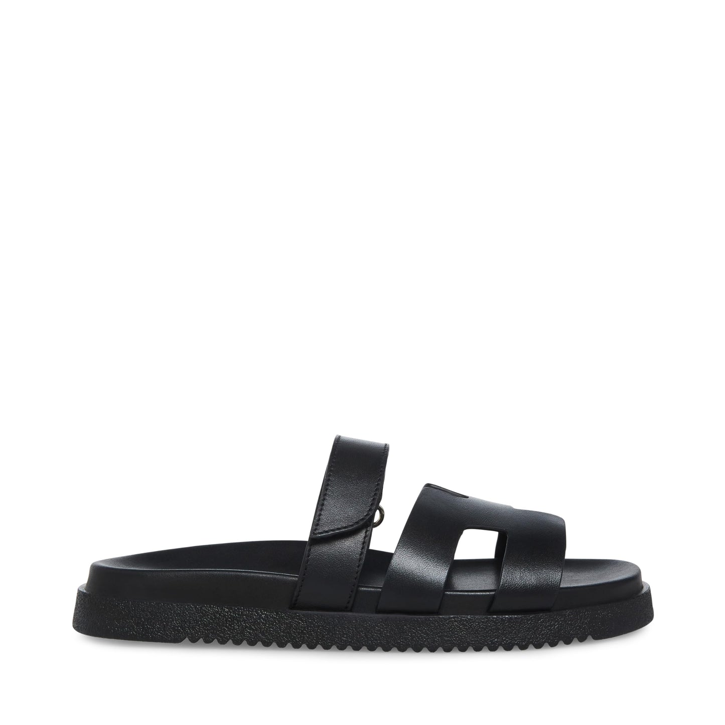 Black Leather Slider Sandals