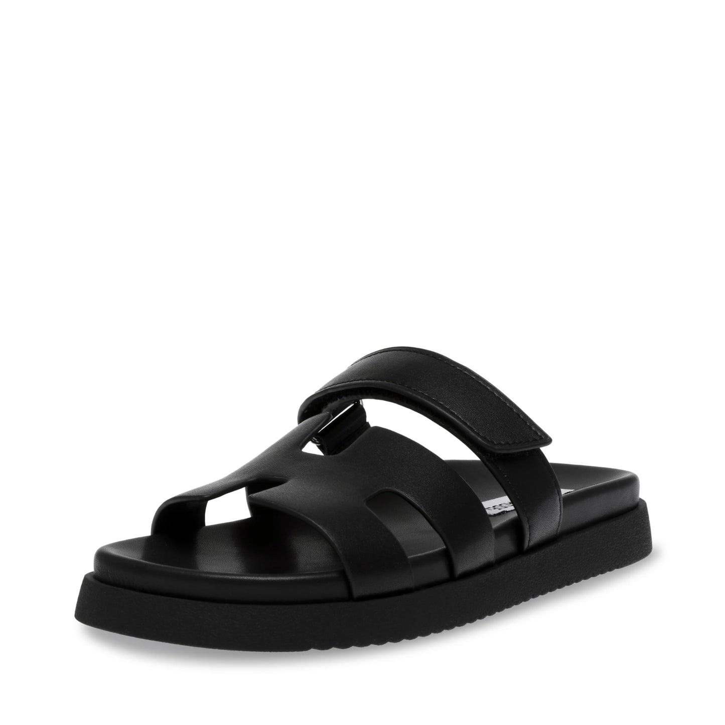 Black Leather Slider Sandals
