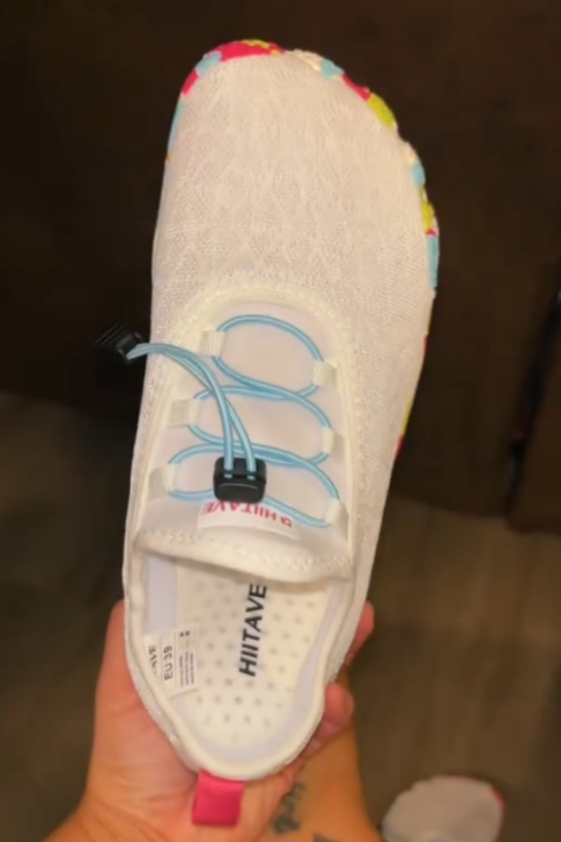 White Aquatic Shoes With Colorful Details