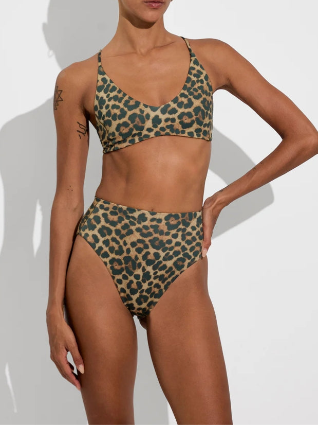 Leopard Print High-Waisted Bikini