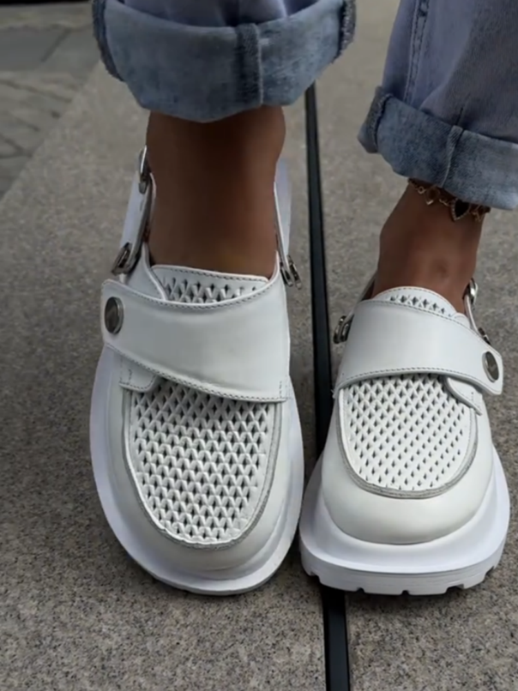 White Mesh Platform Sandals