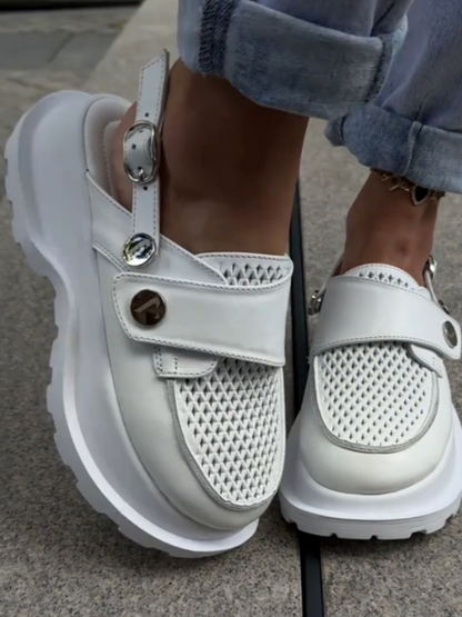 White Mesh Platform Sandals