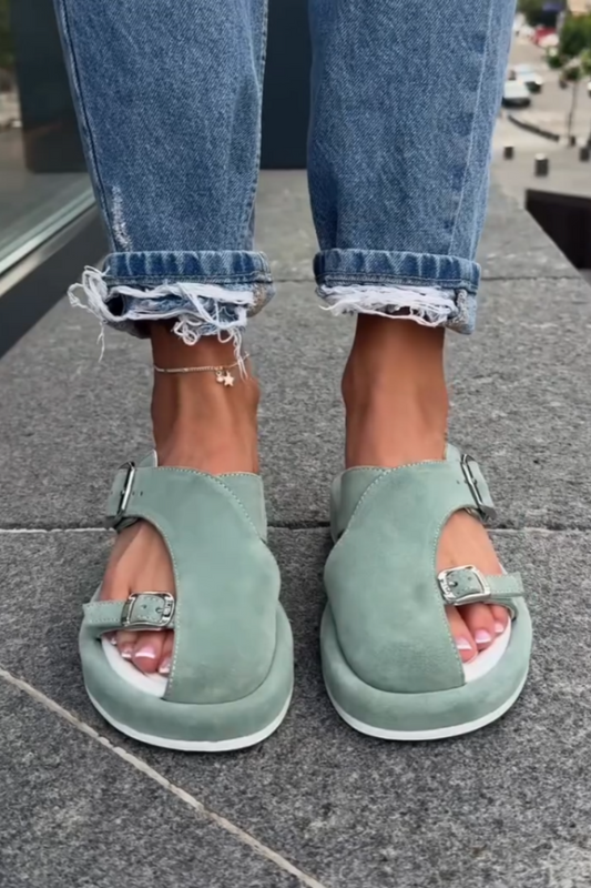 Light Green Slip-On Sandals