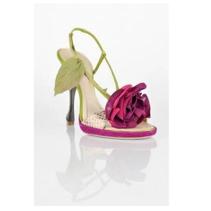 Floral Rose Design Strappy Heeled Sandals