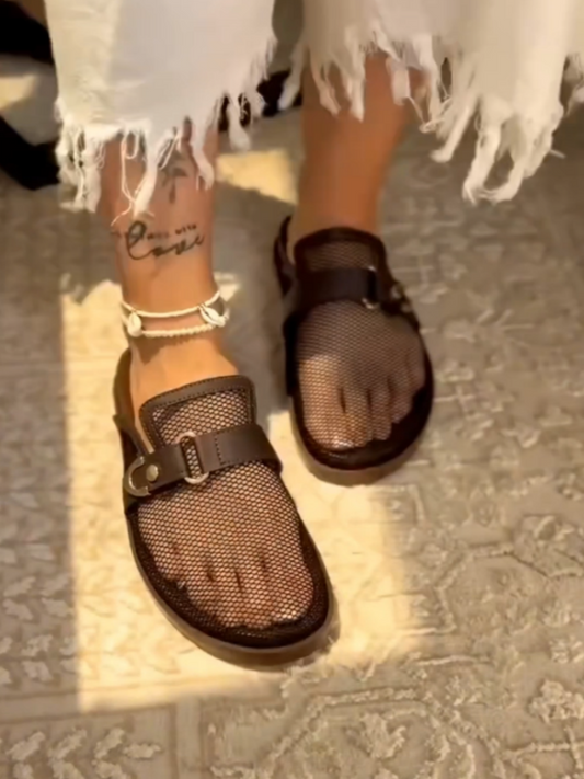 Brown Mesh Sandals