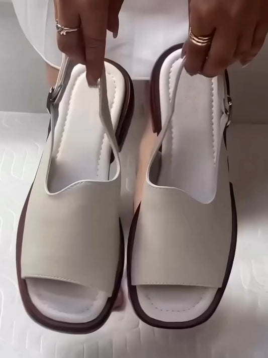 White Open-Toe Slingback Sandals