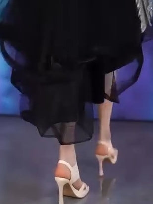 Brown Elastic Strap High Heel Sandals