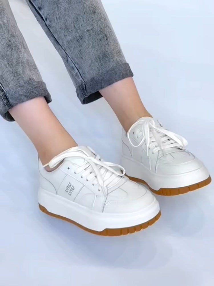 White Platform Sneaker With Gum Sole
