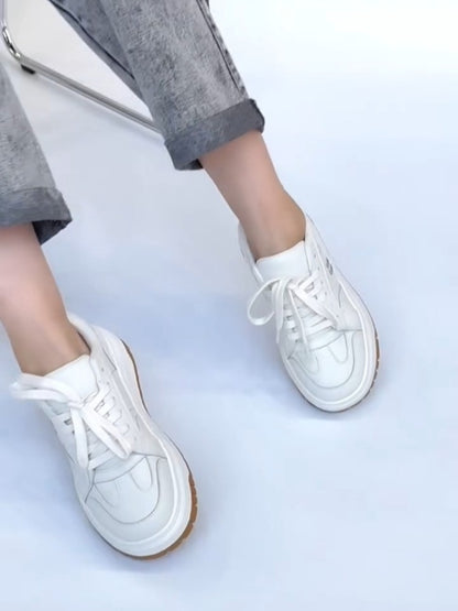 White Platform Sneaker With Gum Sole