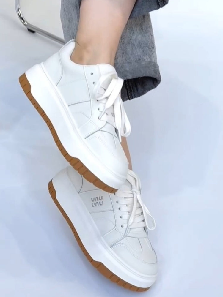 White Platform Sneaker With Gum Sole