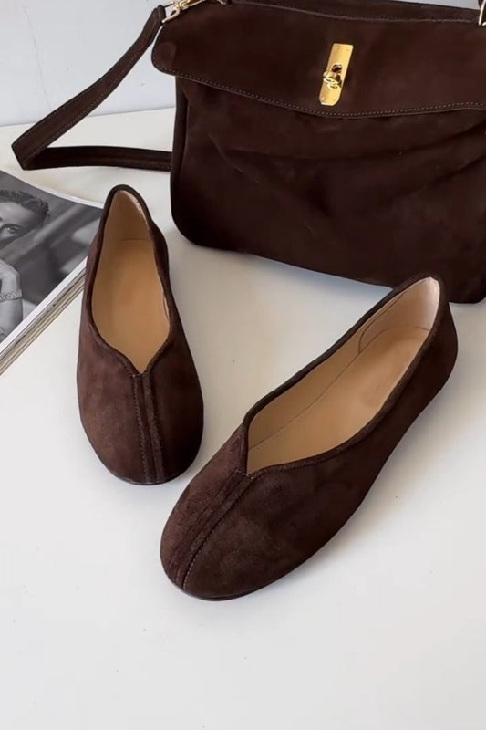 Dark Brown Suede Oxford Flats