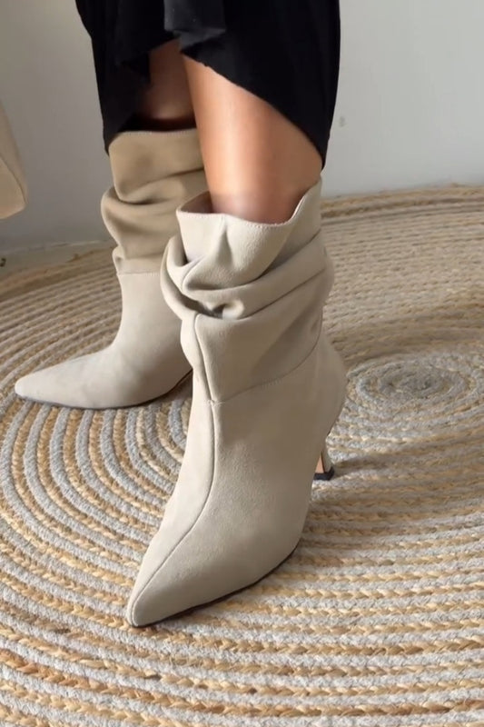 Light Beige Slouchy Boots