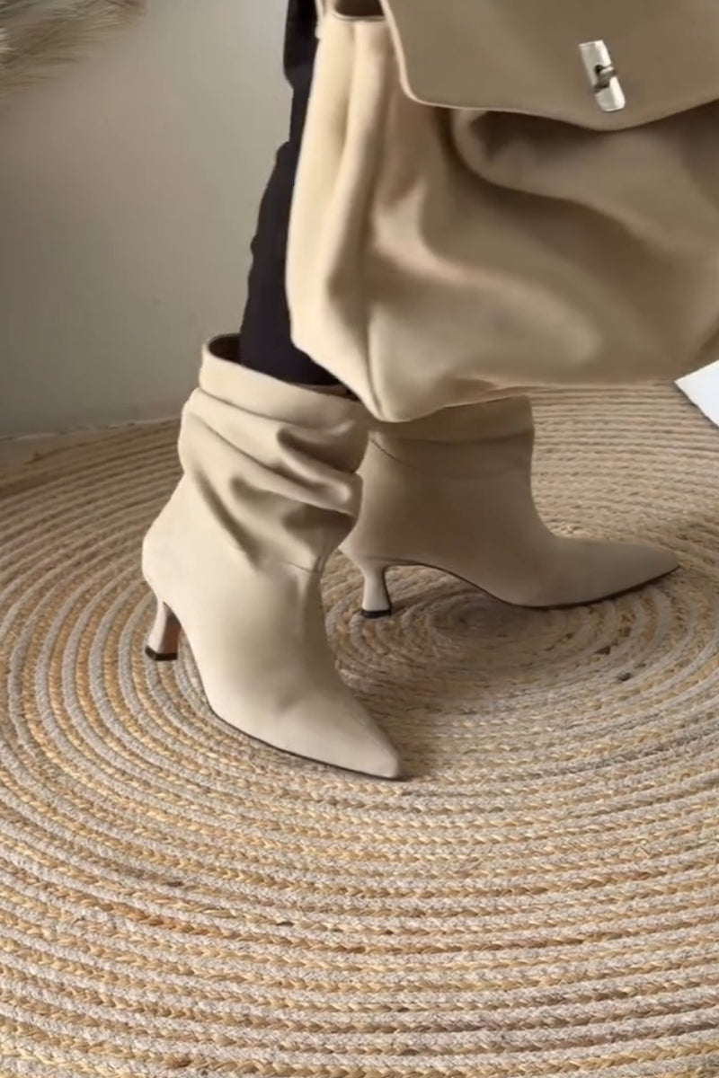 Light Beige Slouchy Boots