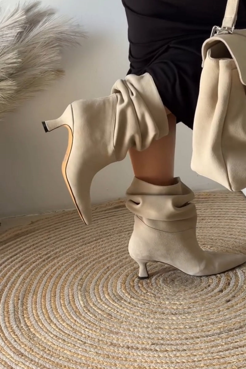 Light Beige Slouchy Boots