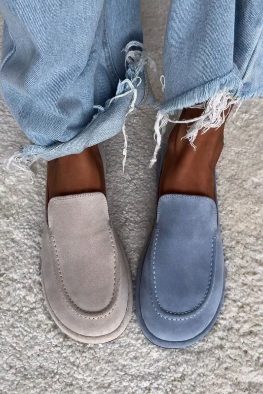 Two-Tone Suede Moccasin Loafers