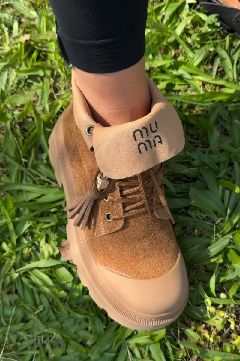Tan Suede Combat Boots