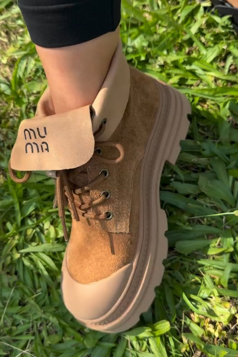 Tan Suede Combat Boots