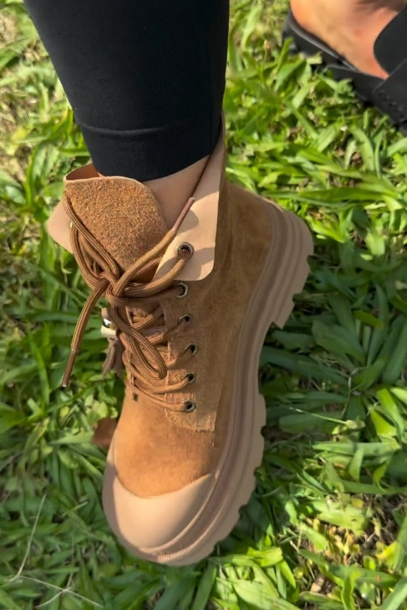 Tan Suede Combat Boots