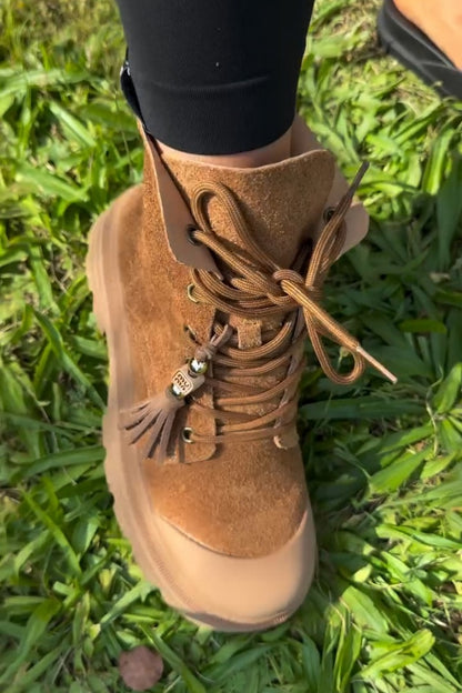 Tan Suede Combat Boots