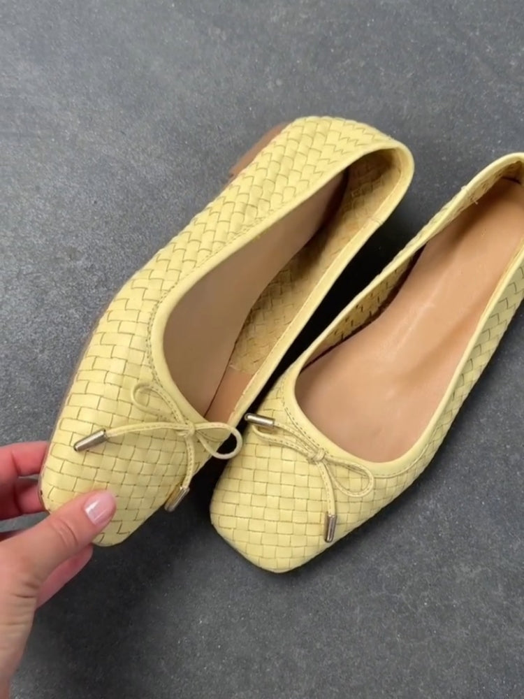 Yellow Woven Ballet Flats