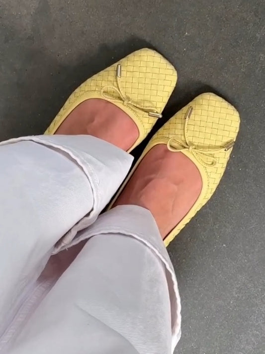 Yellow Woven Ballet Flats