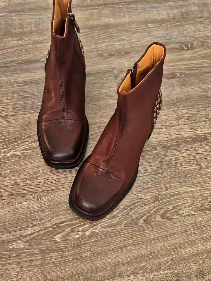 Brown Leather Ankle Boots