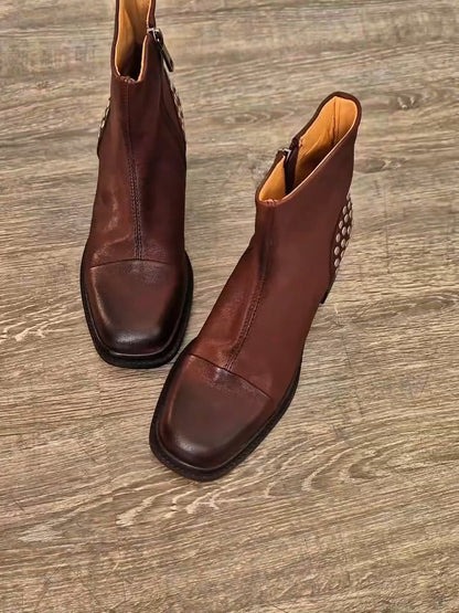 Brown Leather Ankle Boots