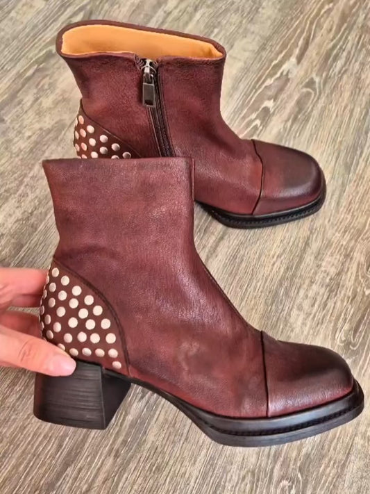 Brown Leather Ankle Boots