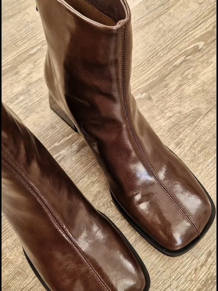 Black Patent Leather Ankle Boots