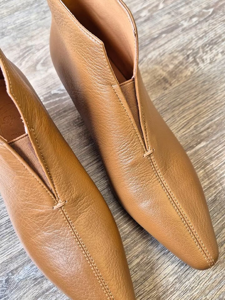 Leather Pointed-Toe Ankle Boots