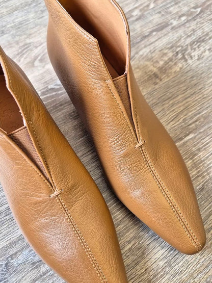 Leather Pointed-Toe Ankle Boots