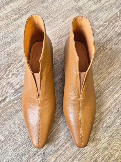 Leather Pointed-Toe Ankle Boots