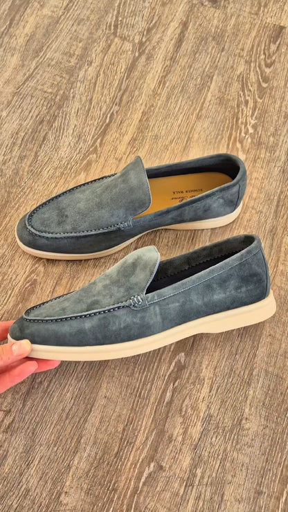 Multi-Color Suede Slip-On Loafers