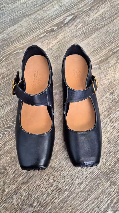 Leather Mary Jane Heeled Loafers