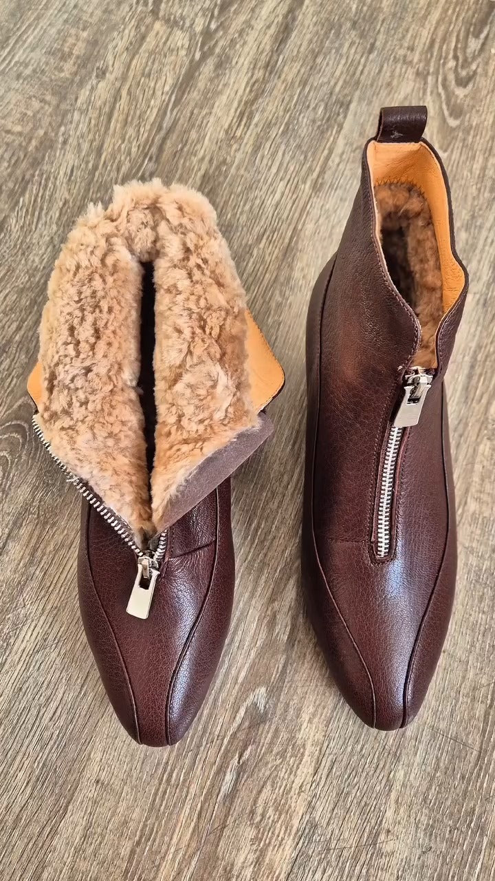 Brown Leather Ankle Boots