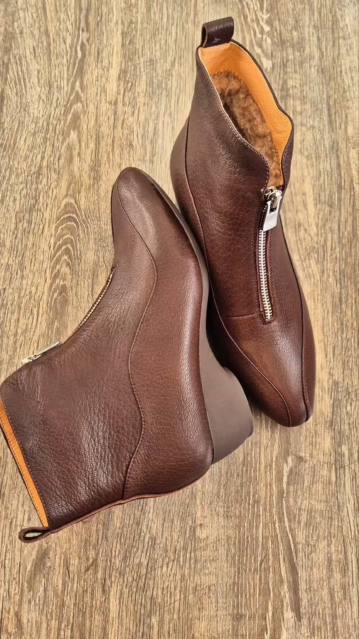 Brown Leather Ankle Boots
