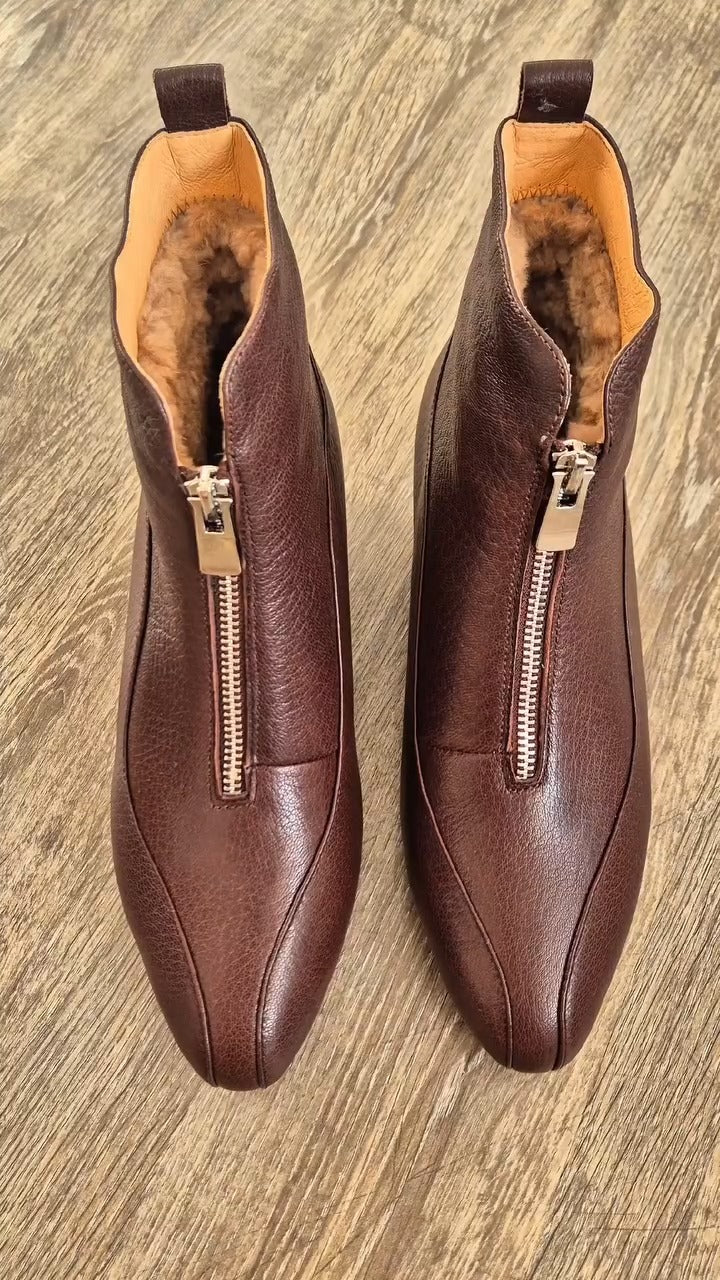 Brown Leather Ankle Boots